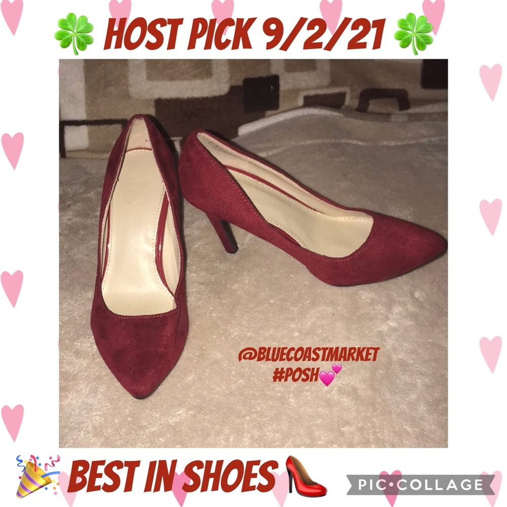 Red suede heels 👠 designed by ollio size 5.5